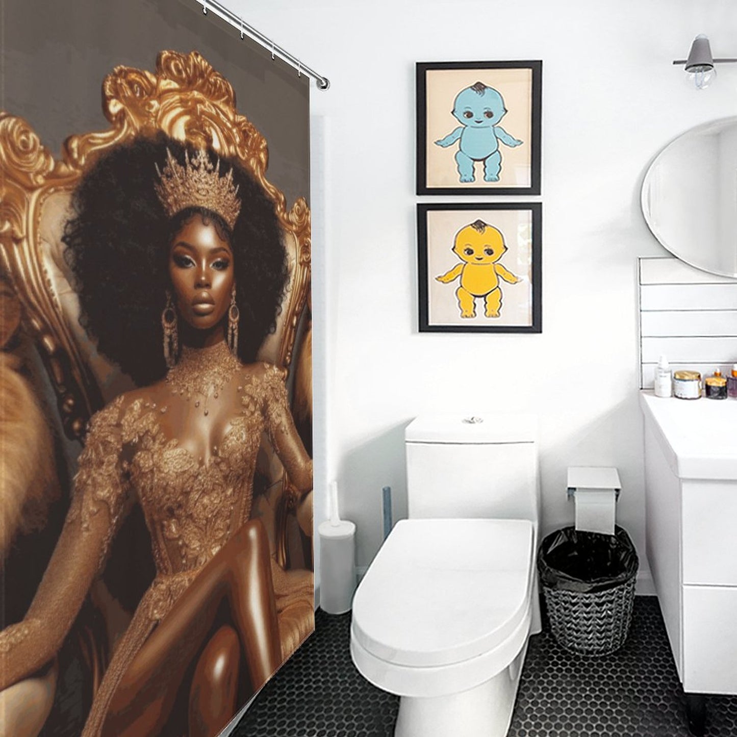 Regal Majesty: The Queen & Lions Shower Curtain