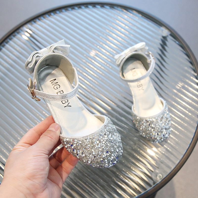Girls' Leather Crystal High Heels