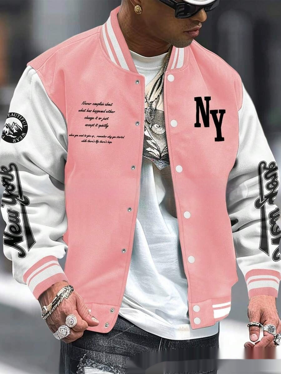 Men’s Baseball Varsity Jacket – Retro Letterman Coat Cardigan Streetwear Style
