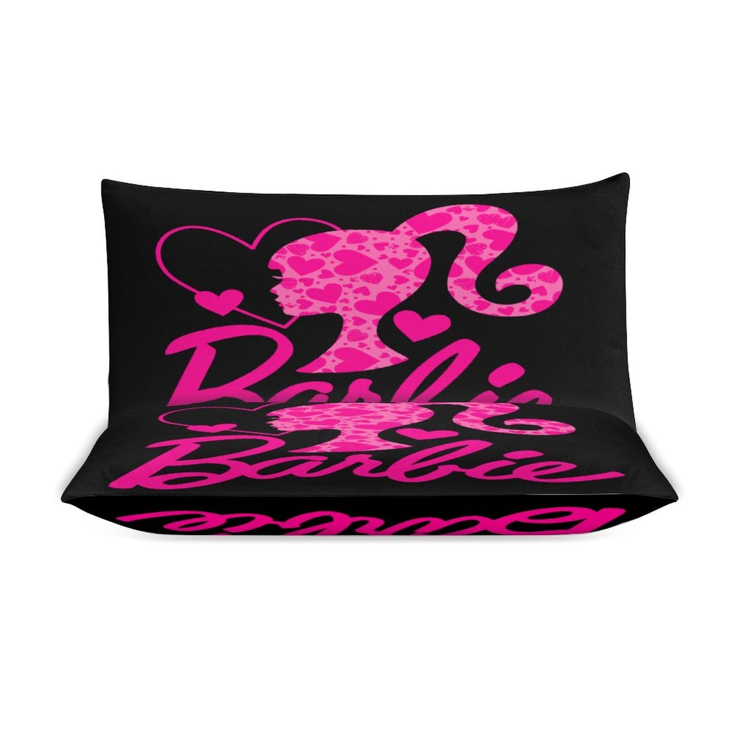 Pink and Black Doll House Collection Bedding Set | Elegant Doll-Inspired Bedroom Decor | 3-Piece Bedding Set (Dual-sided Printing)