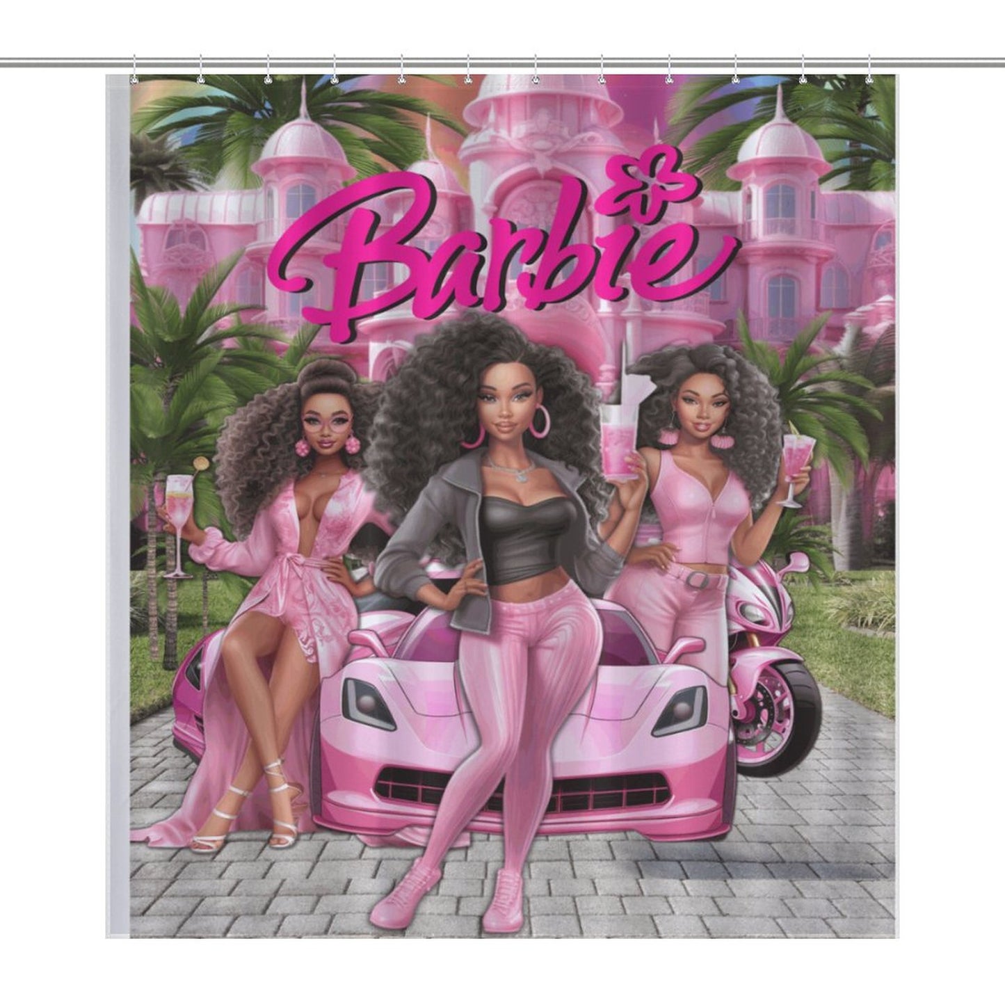 Melanin Barbie Shower Curtain – Black Girl Magic Bathroom Decor, Afrocentric Home Style, Melanin Queen Bathroom