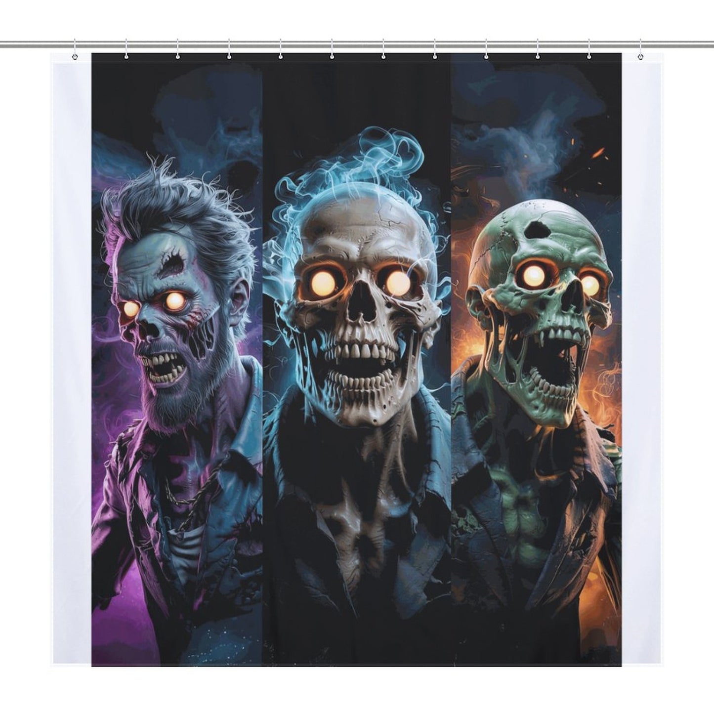 Scary Zombie Skull / Halloween Gothic Creepy Bath Curtain