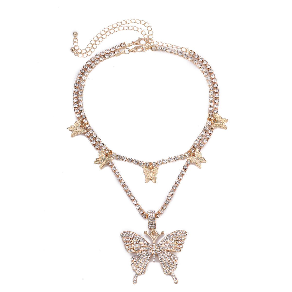 Elegant Multi-Layered Butterfly Necklace – Dainty, Trendy & Layered Perfection