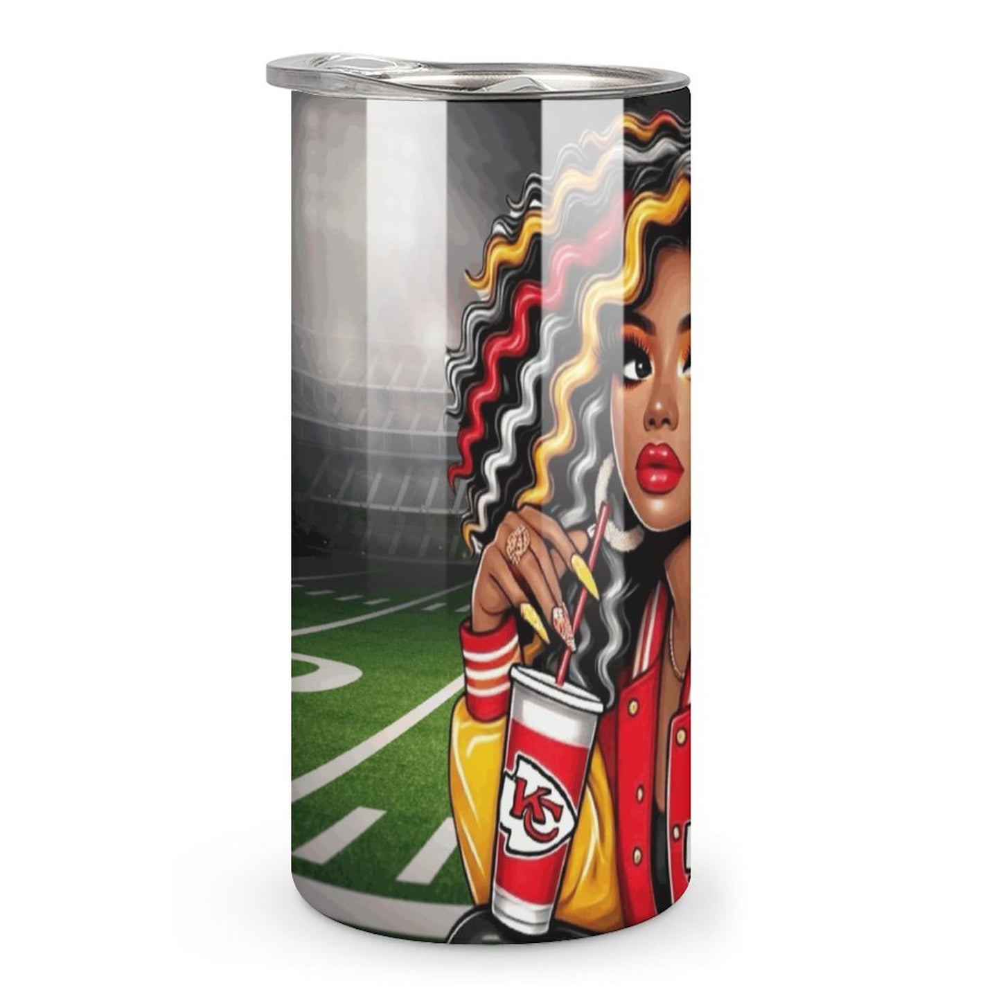 Melanin Queen Kansas City Chiefs Tumbler | 20oz Stainless Steel Football Fan Cup | Black Girl Magic Sports Gift | Game Day Drinkware