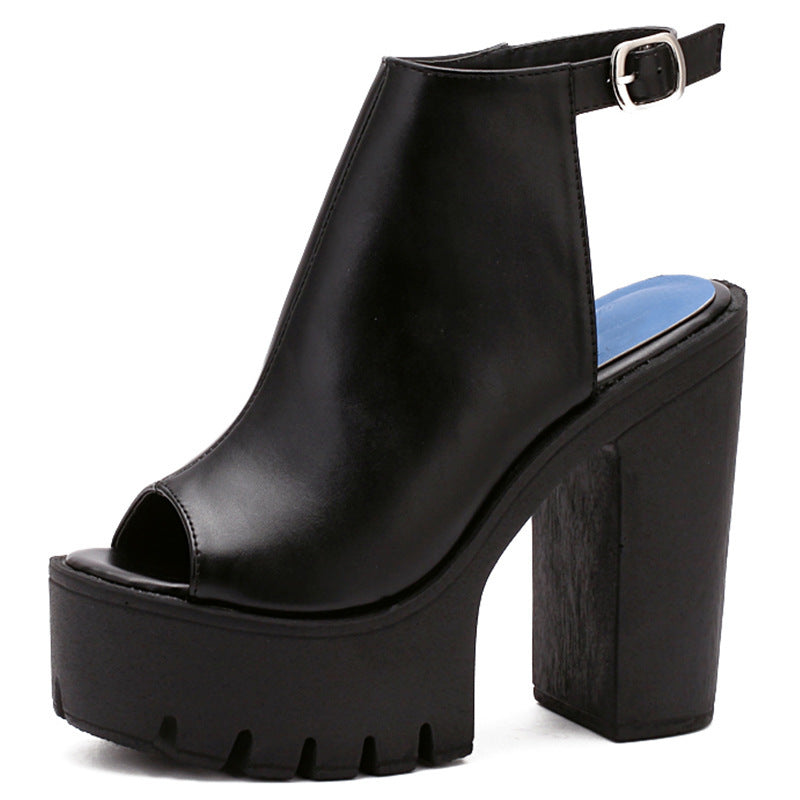 Peep Toe Chunky High Heel Sandals – Waterproof, Bold & Beautiful