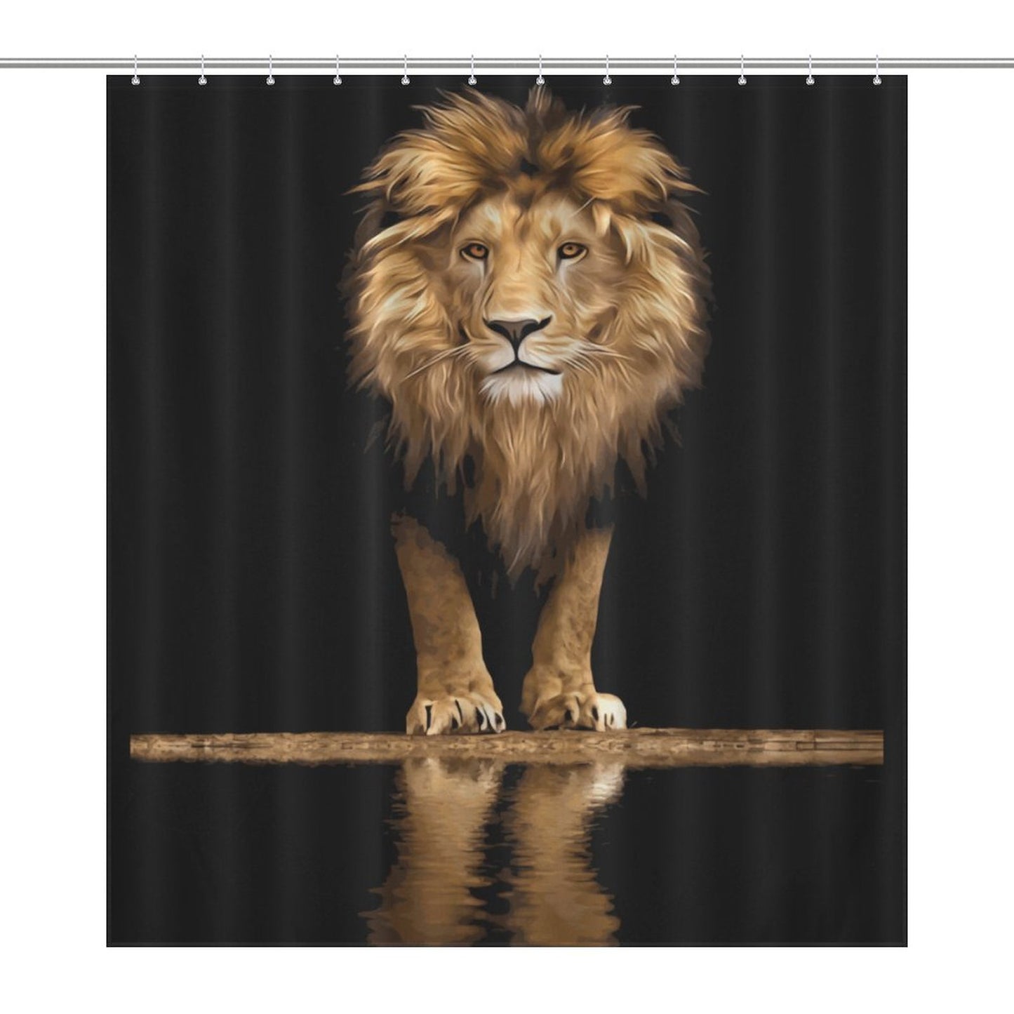 Majestic King Lion Shower Curtain | Bold Masculine African Lion Bathroom Decor | Powerful Animal Print for Men’s Bathroom | Gift for Him