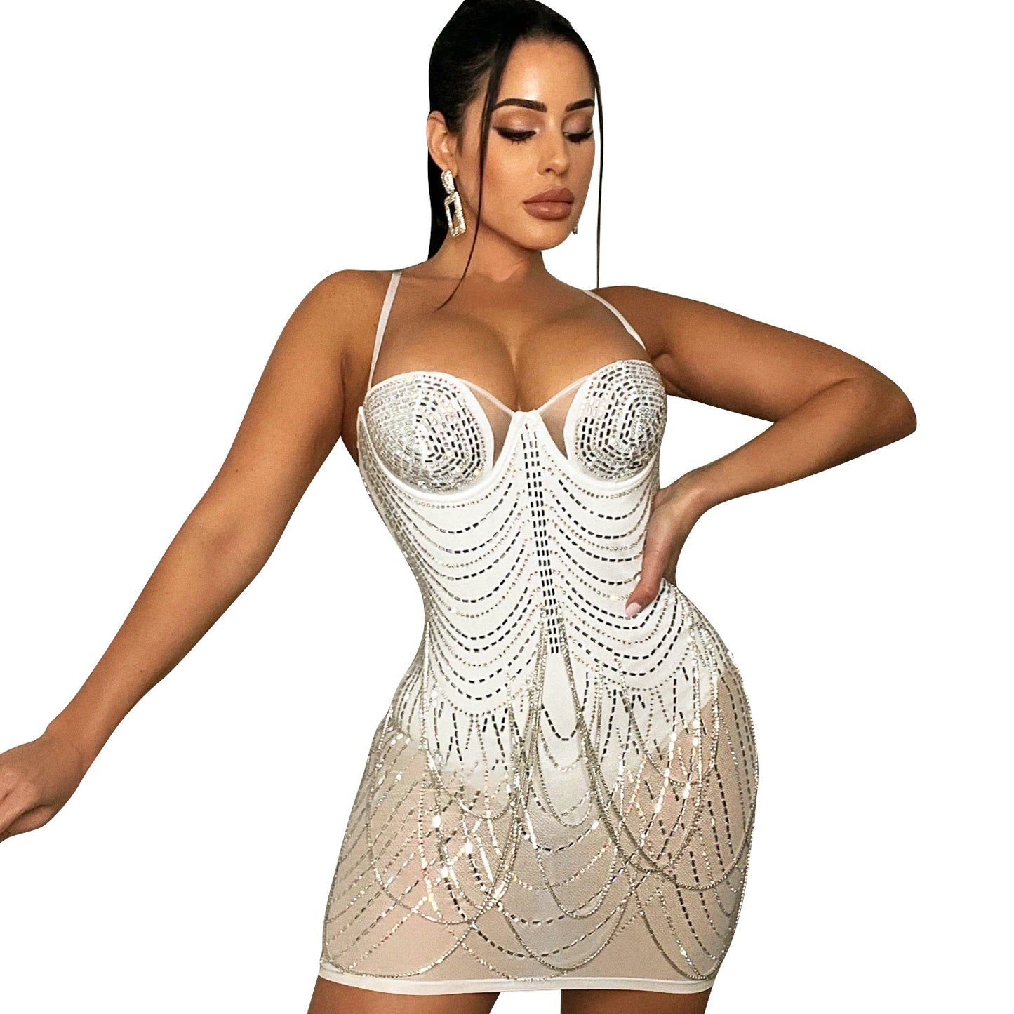 Women’s Personality Tassel Suspender Party Dress – Sexy Fringe Mini Dress for Club, Birthday & Night Out