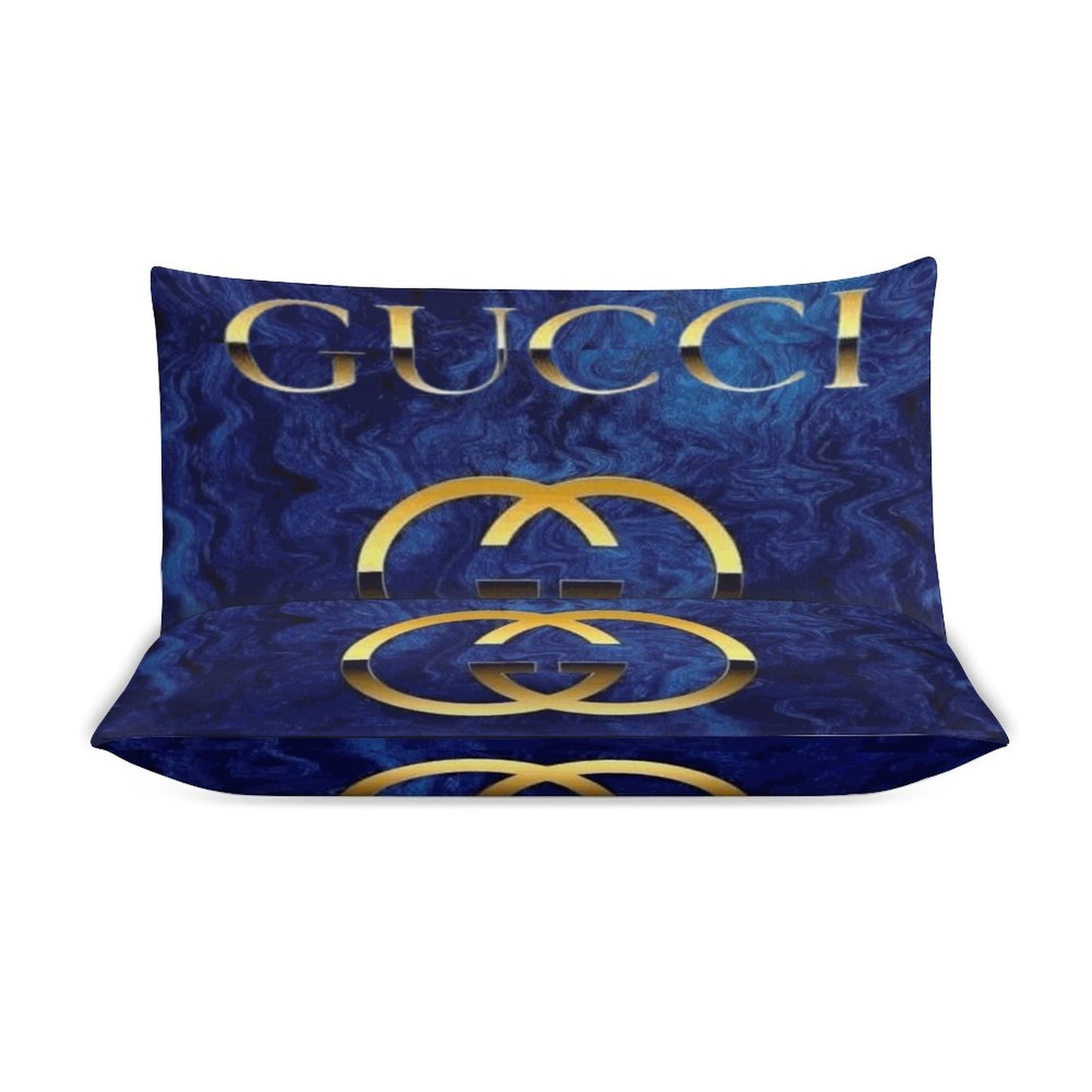 Luxury Blue & Gold Bedding Set – 3 Piece Comforter & Pillowcases | 3-Piece Bedding Set (Dual-sided Printing)