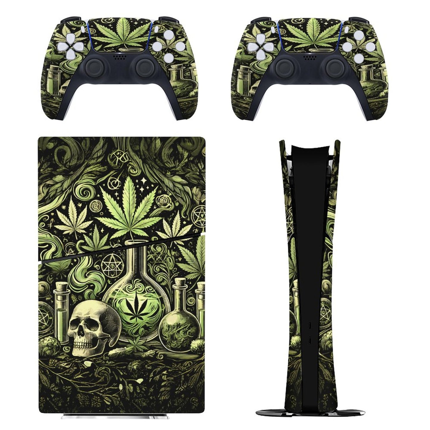 Skull Marijuana PS5 Console Sticker – 420 Weed Skull Vinyl Skin Decal for PlayStation 5 Disc Edition (Digital Edition)