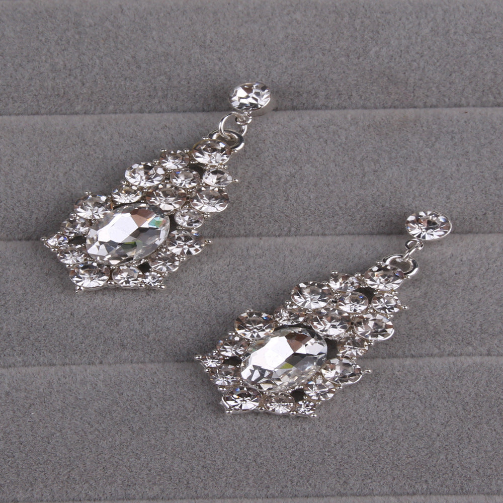 Large Crystal Diamond Jewelry Necklace Set
