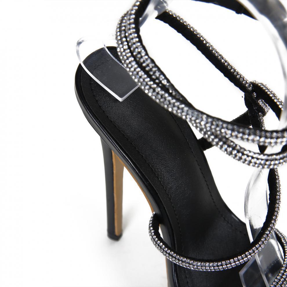Women's Summer Waterproof Platform Rhinestone Catwalk Show High Heels