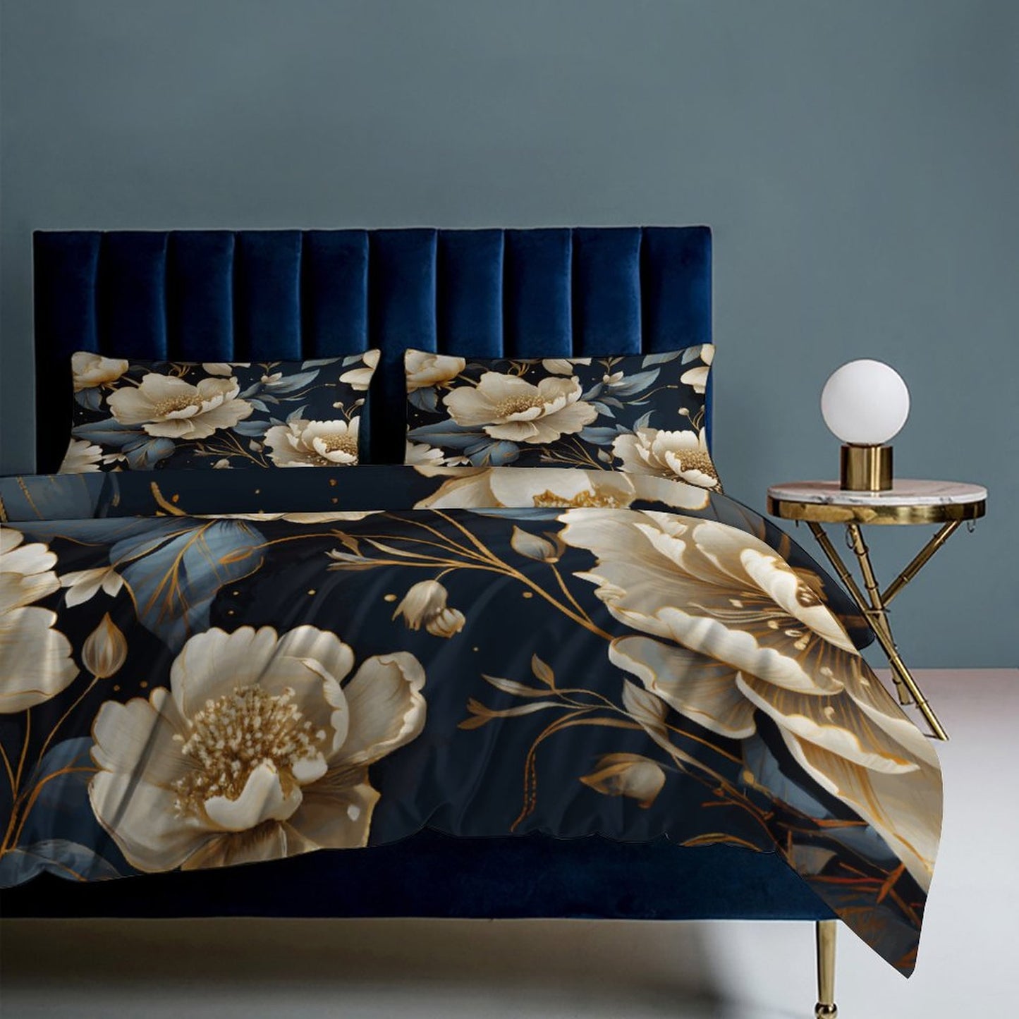 3-Piece Bedding Set-102"x90 Soft Duvet Cover & Pillowcases, Elegant Flower Design, Queen/King Size Comforter Set