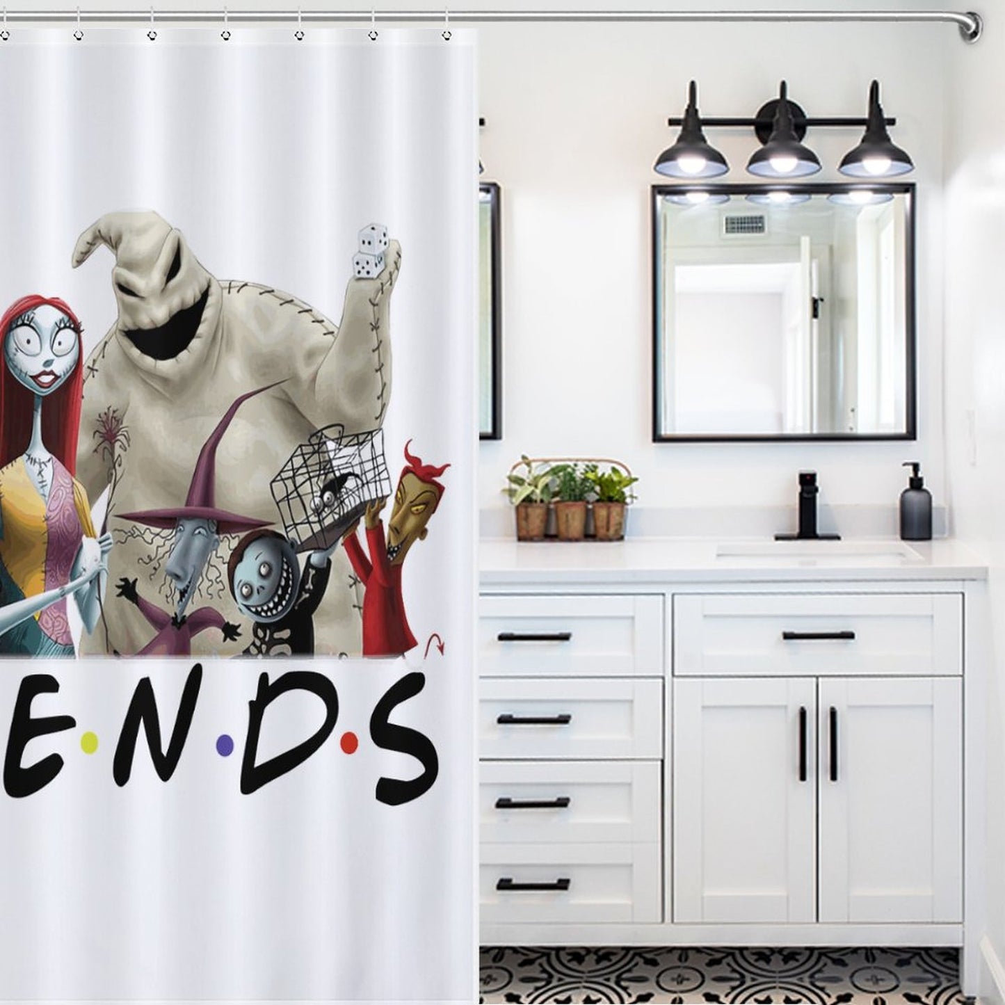 Nightmare Before Christmas Shower Curtain / Spooky Holiday Bathroom Decor / Kids Bathroom
