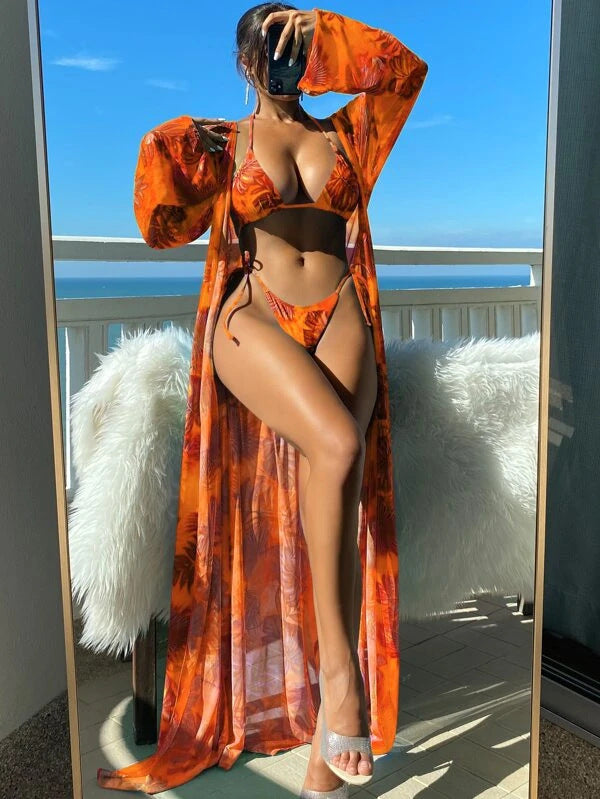 Women's Long Sleeve Blouse Banded Bikini