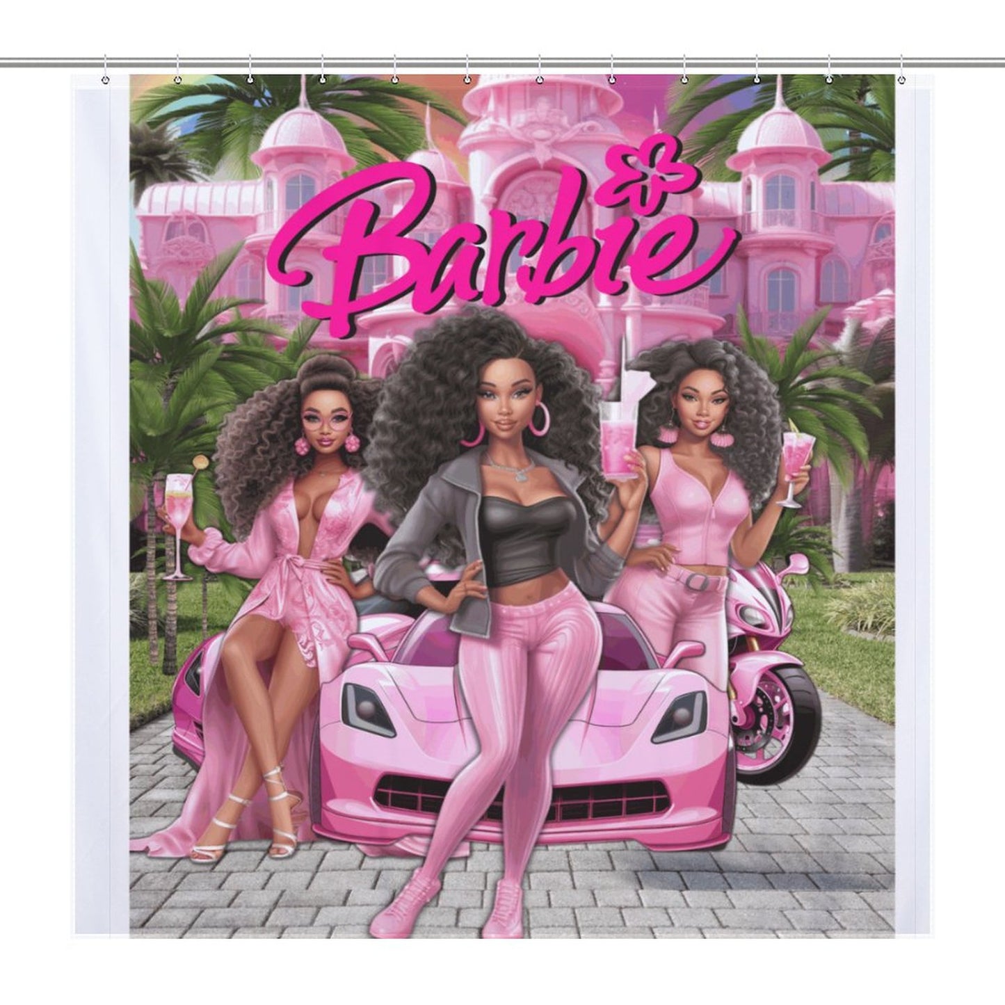 Melanin Barbie Shower Curtain – Black Girl Magic Bathroom Decor, Afrocentric Home Style, Melanin Queen Bathroom