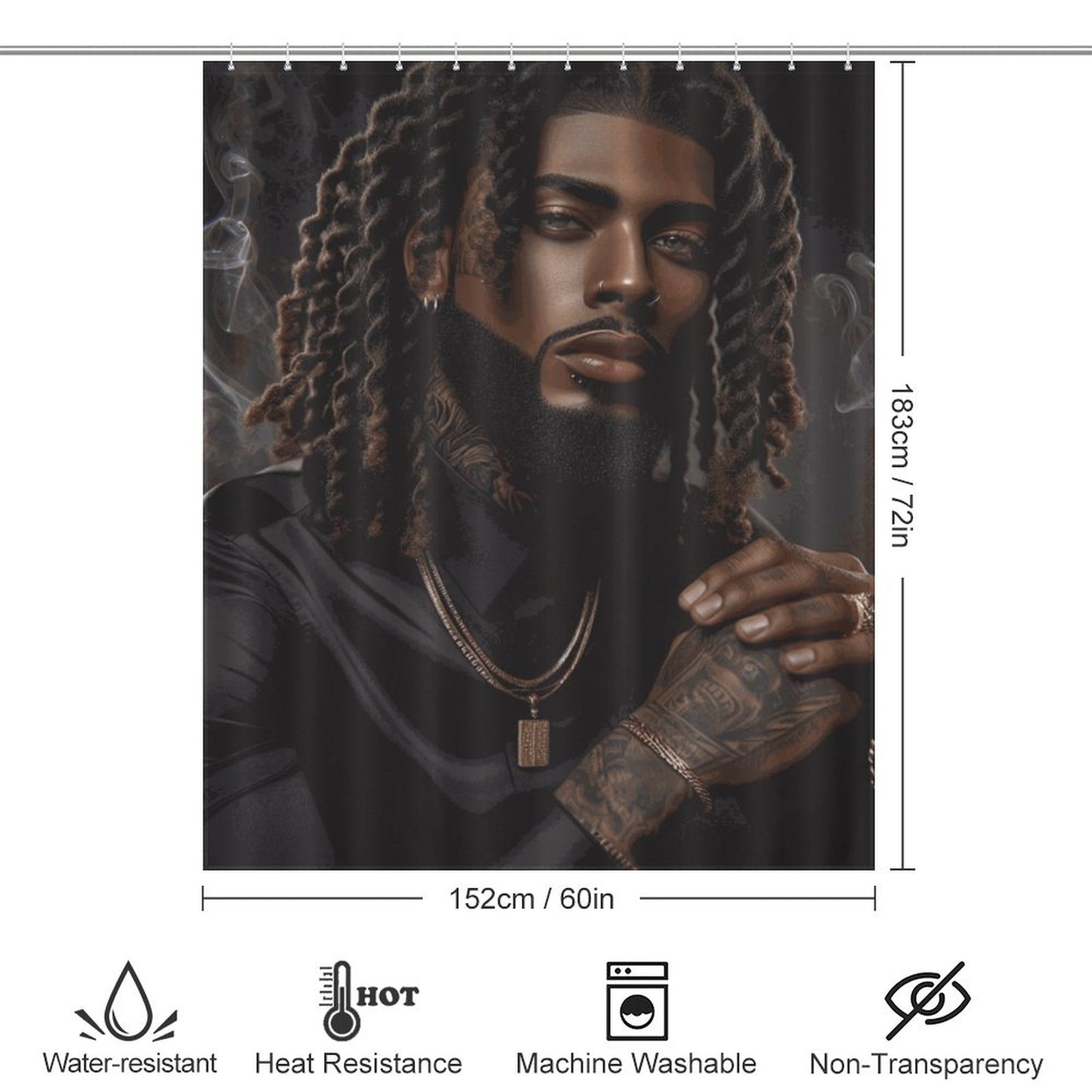 Elegant Melanin King Shower Curtain - Afrocentric Art Decor, Royal Bathroom Accessories