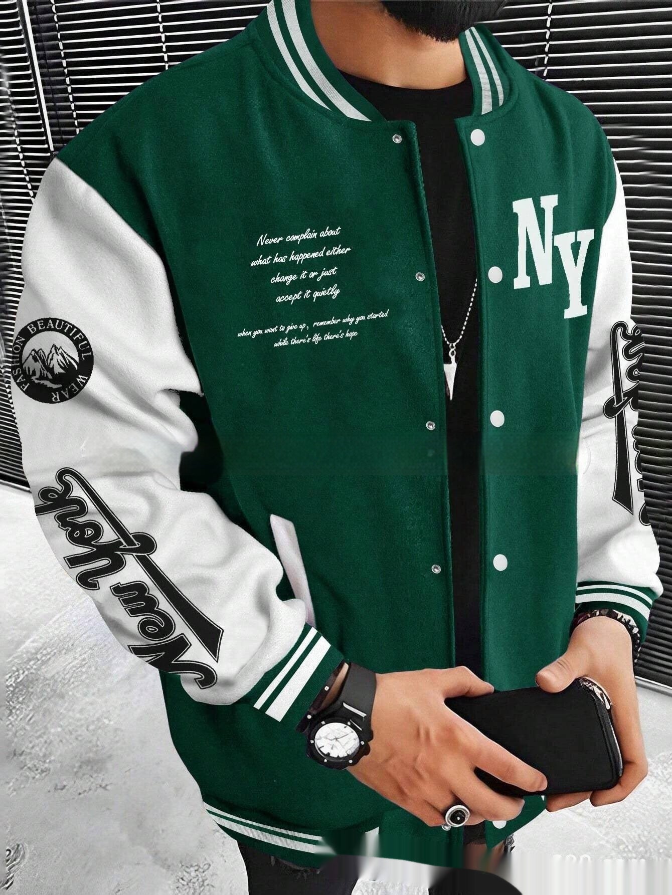 Men’s Baseball Varsity Jacket – Retro Letterman Coat Cardigan Streetwear Style
