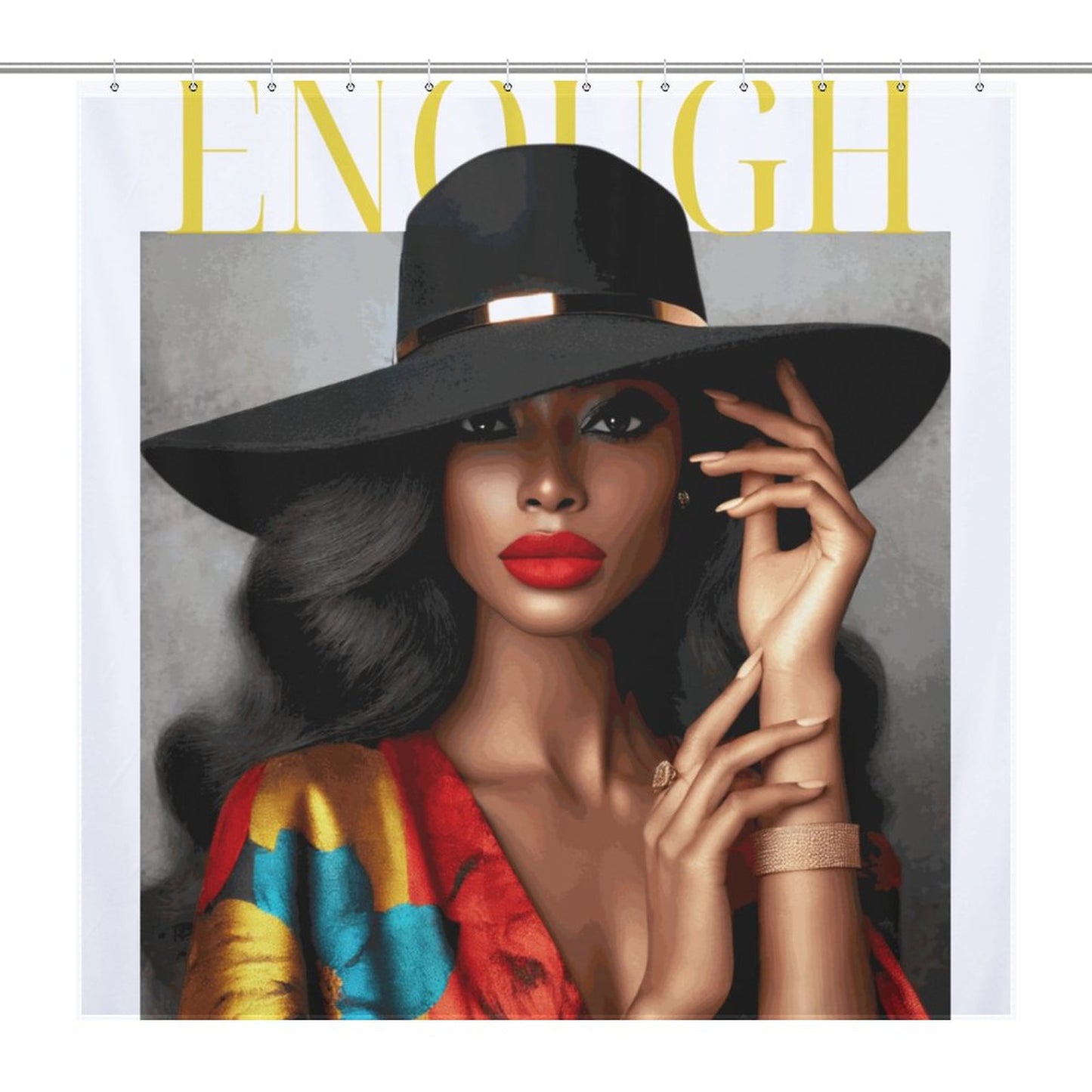 Bold & Beautiful Black Woman Shower Curtain – Luxury Afrocentric Glam Bathroom Decor