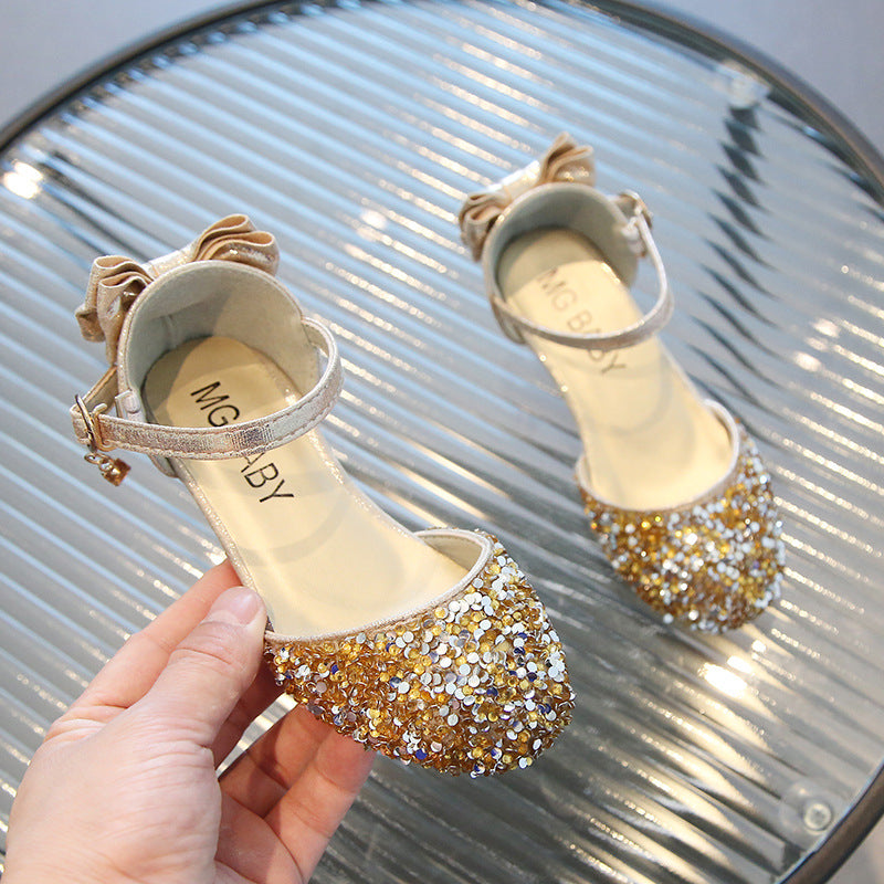 Girls' Leather Crystal High Heels