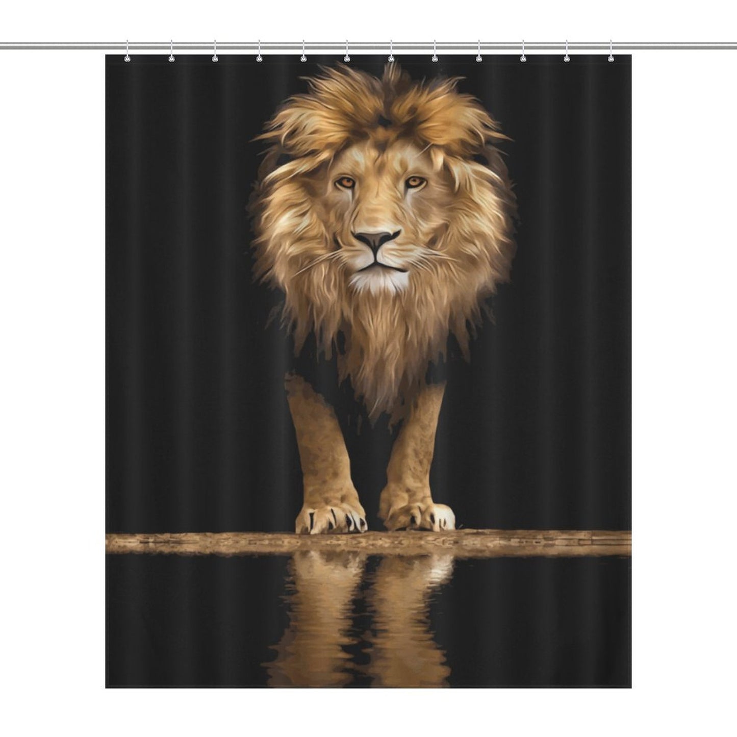 Majestic King Lion Shower Curtain | Bold Masculine African Lion Bathroom Decor | Powerful Animal Print for Men’s Bathroom | Gift for Him