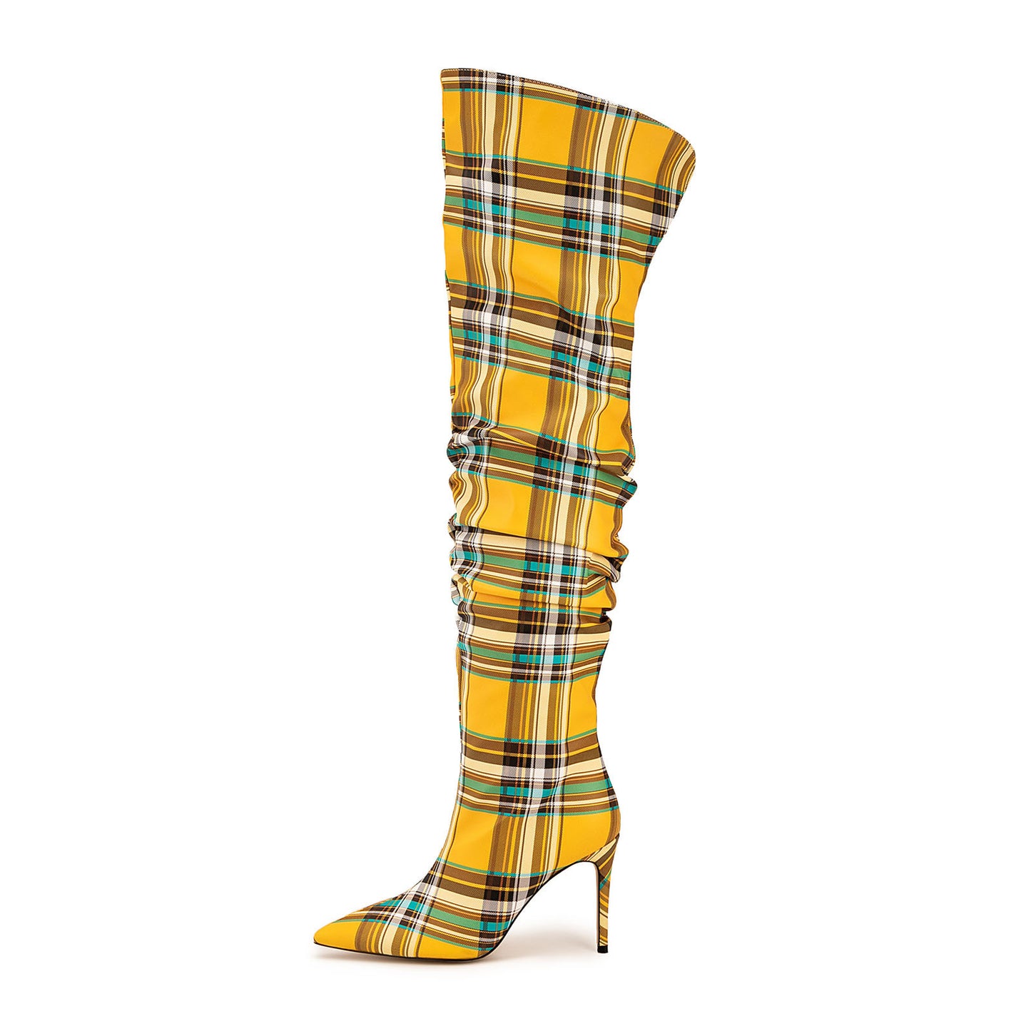 Stiletto Heel Plaid Boots Women