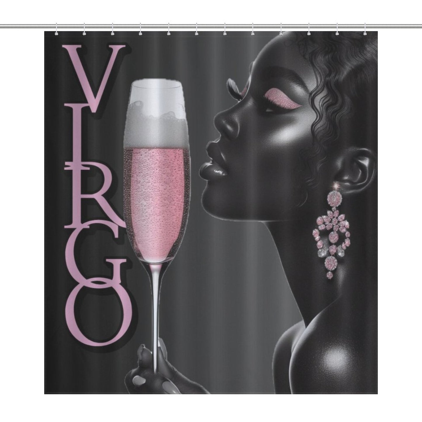 Pink & Black Melanin Virgo Shower Curtain – Bold Astrology Home Decor