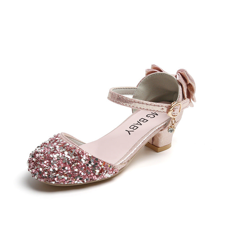 Girls' Leather Crystal High Heels