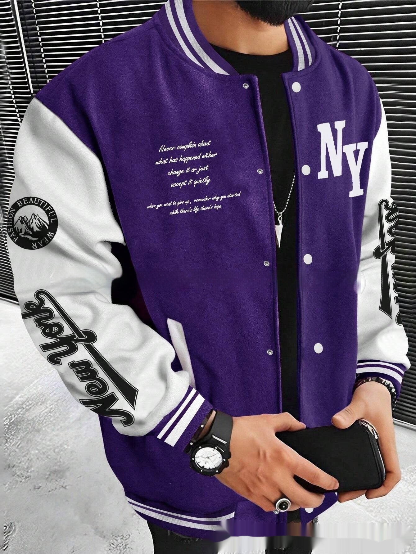 Men’s Baseball Varsity Jacket – Retro Letterman Coat Cardigan Streetwear Style