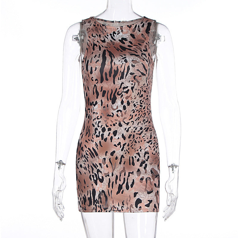 Fierce & Flawless: Sleeveless Leopard-Print Bodycon Mini Dress for Women