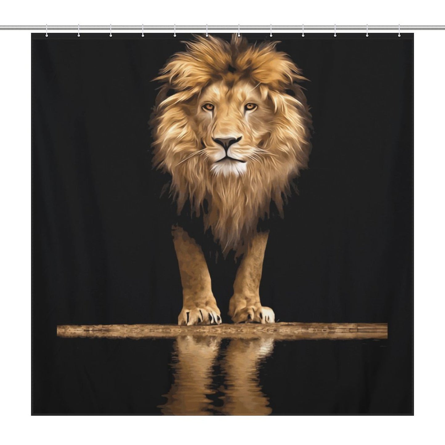 Majestic King Lion Shower Curtain | Bold Masculine African Lion Bathroom Decor | Powerful Animal Print for Men’s Bathroom | Gift for Him