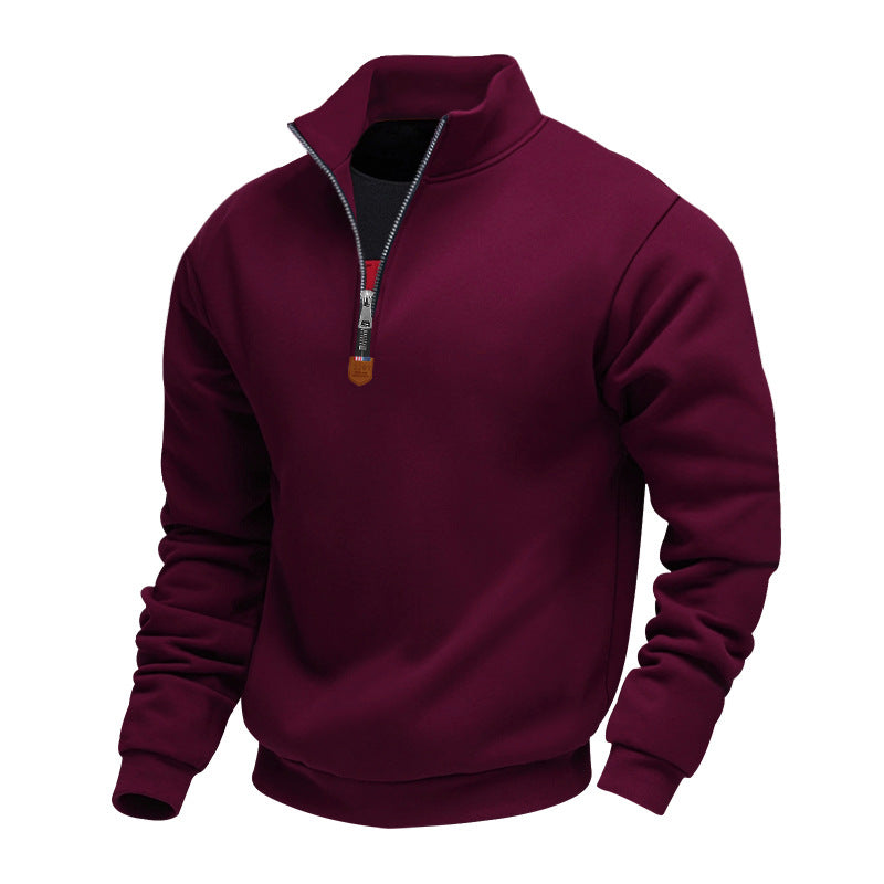 Men’s Stand Collar Half-Zip Sweatshirt – Long Sleeve Sport Casual Pullover | Lightweight Athletic Streetwear Top