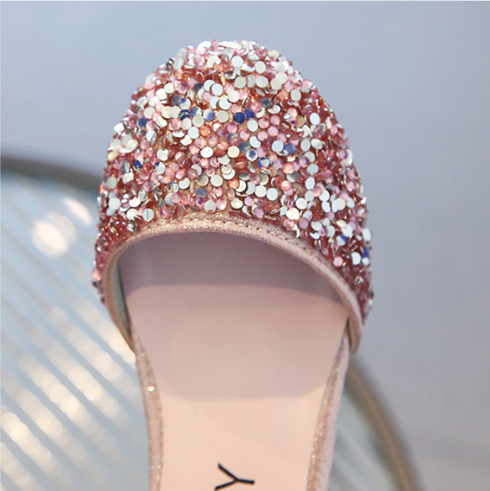 Girls' Leather Crystal High Heels