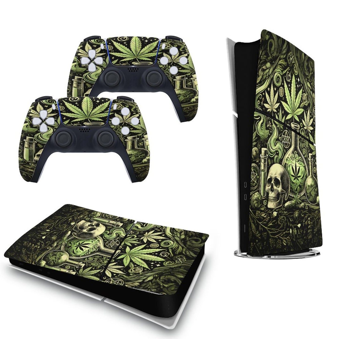Skull Marijuana PS5 Console Sticker – 420 Weed Skull Vinyl Skin Decal for PlayStation 5 Disc Edition (Digital Edition)