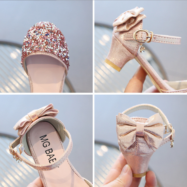 Girls' Leather Crystal High Heels