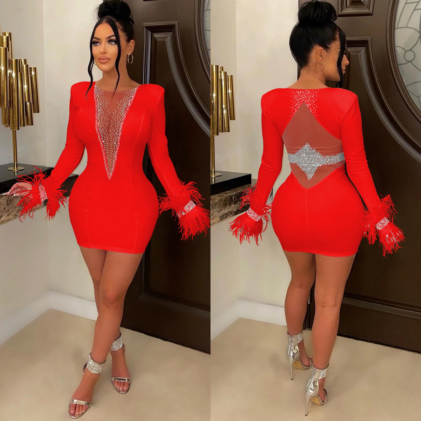 Elegant Women’s Long Sleeve Lace Dress – Romantic Evening Party Dress | Chic Cocktail Lace Maxi Dress for Weddings & Special Occasions