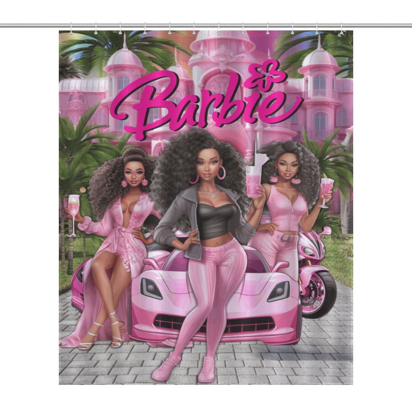 Melanin Barbie Shower Curtain – Black Girl Magic Bathroom Decor, Afrocentric Home Style, Melanin Queen Bathroom