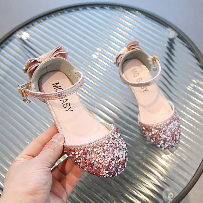 Girls' Leather Crystal High Heels