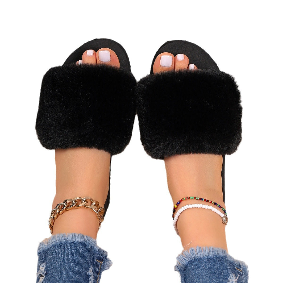 Women's Plus Size Furry House Slippers