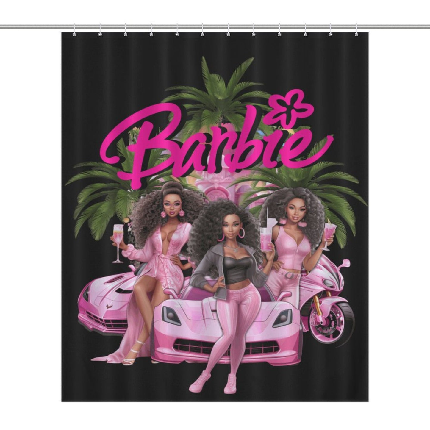 Melanin Barbie Shower Curtain – Black Girl Magic Bathroom Decor, Afrocentric Home Style, Melanin Queen Bathroom Set