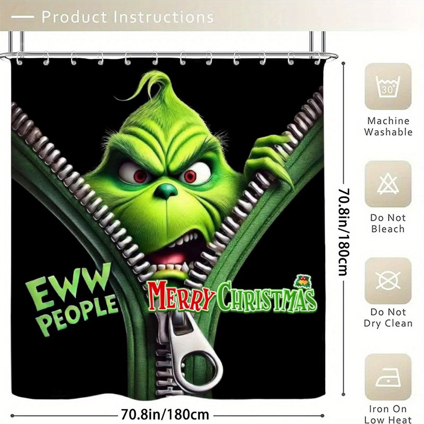 "Eww People Merry Christmas" Funny Holiday Shower Curtain