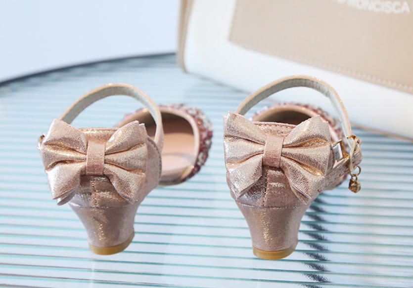 Girls' Leather Crystal High Heels