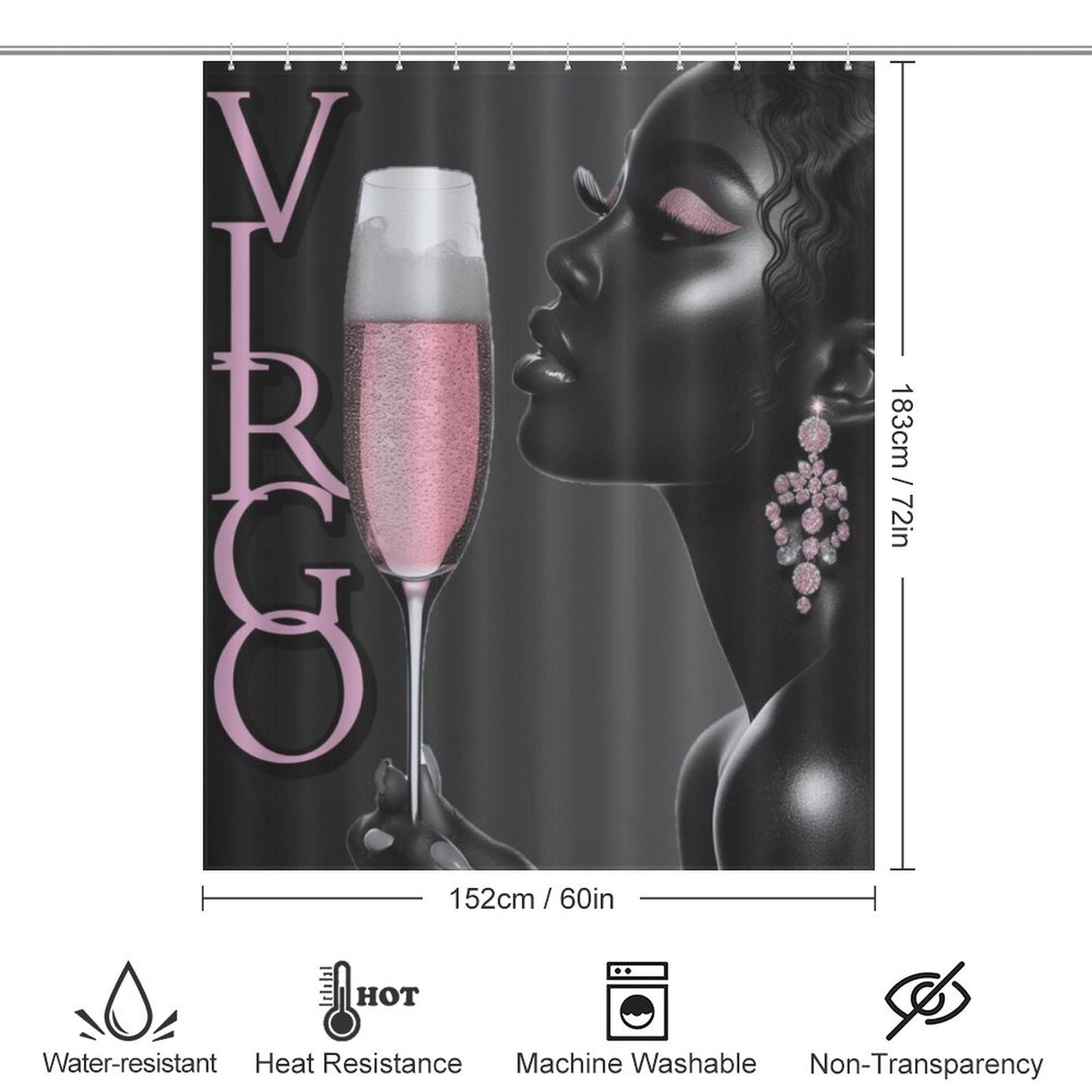 Pink & Black Melanin Virgo Shower Curtain – Bold Astrology Home Decor