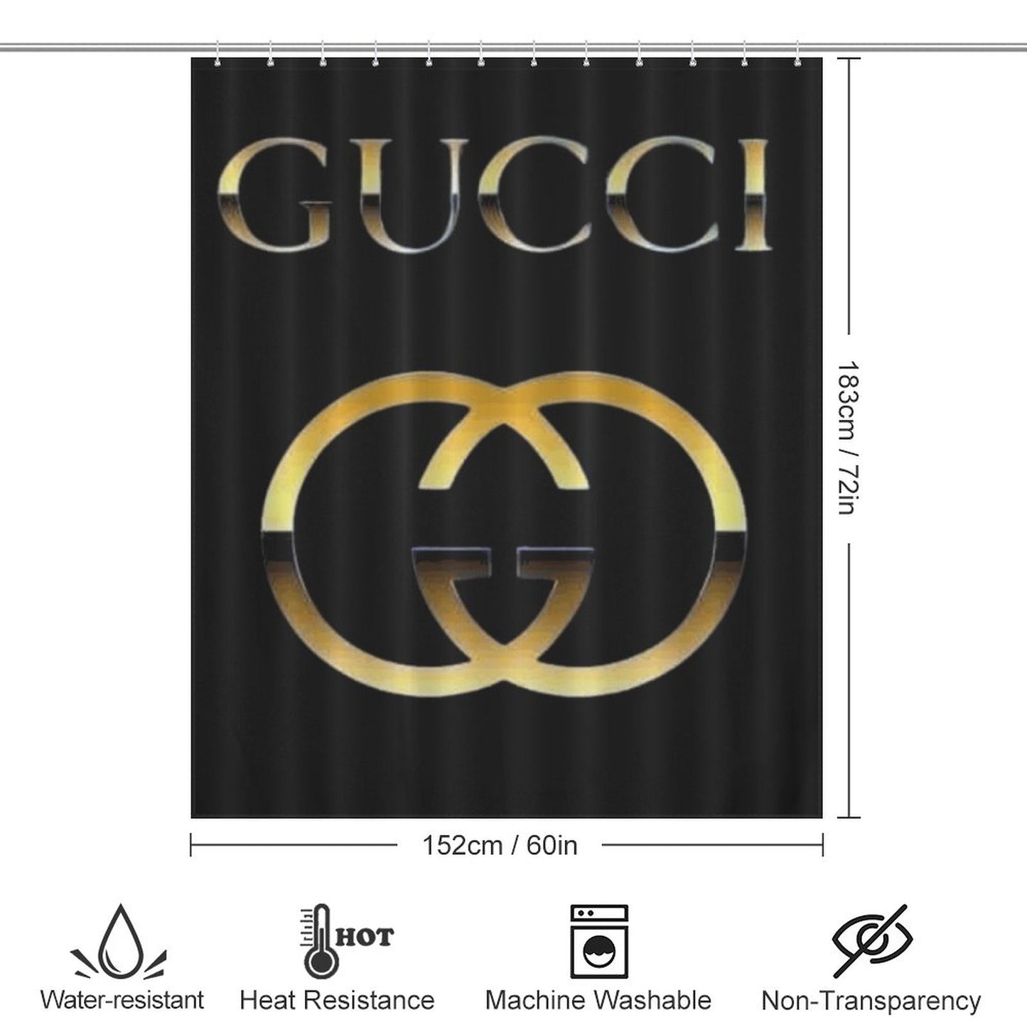 Luxury Logo Shower Curtain, Stylish Bath Decor, Modern Bathroom Accessory, Elegant Home Decor, Designer Style, Perfect Gift Idea
