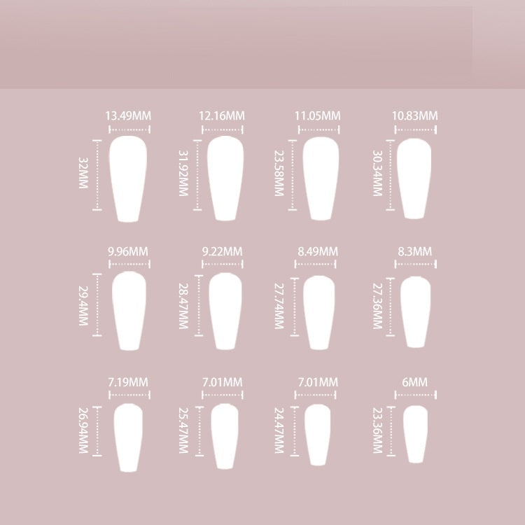 French Black Edge Nail Shaped Piece Queen Mother Rose Rhinestone Fake Nails