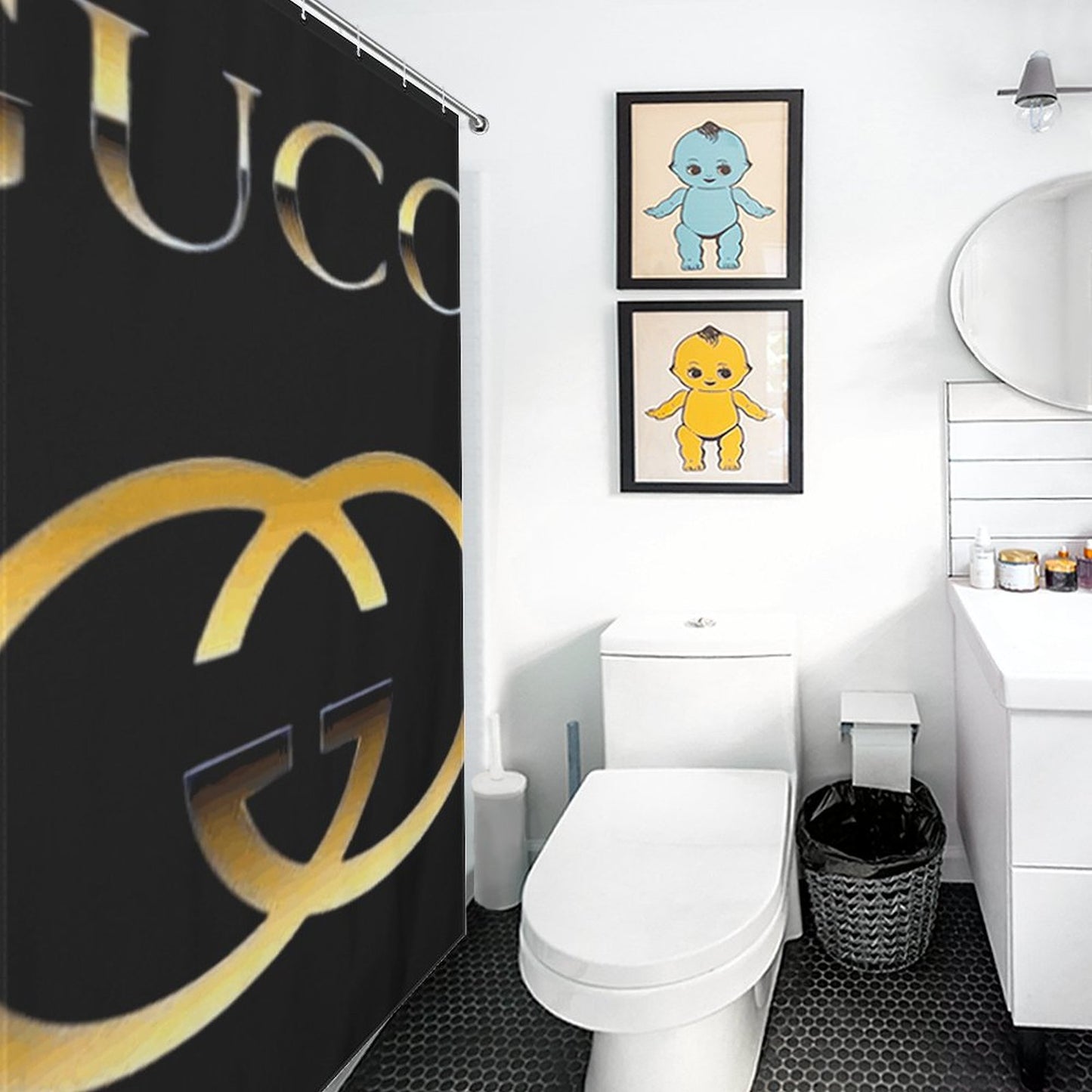 Luxury Logo Shower Curtain, Stylish Bath Decor, Modern Bathroom Accessory, Elegant Home Decor, Designer Style, Perfect Gift Idea