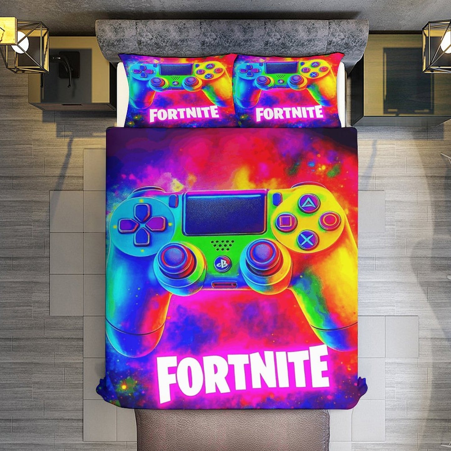 Fortnite 3-Piece Bedding Set 86"x70" | Gamer Comforter Set with Dual-Sided Printing | Teen Boys Bedroom Decor | Battle Royale Game Gift Idea