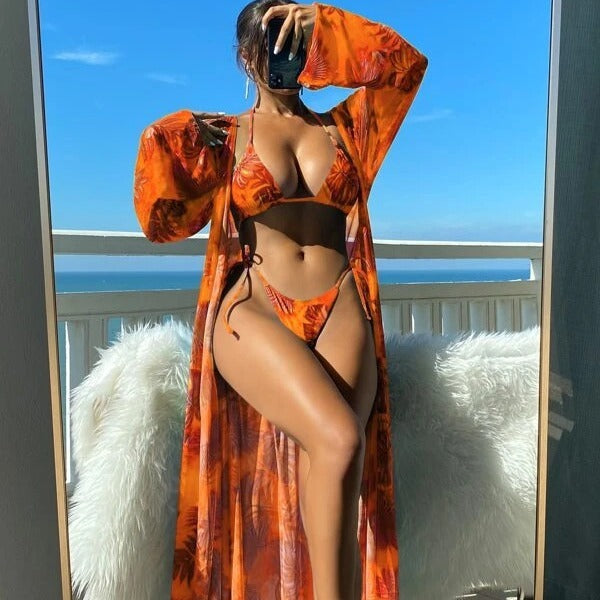 Women's Long Sleeve Blouse Banded Bikini