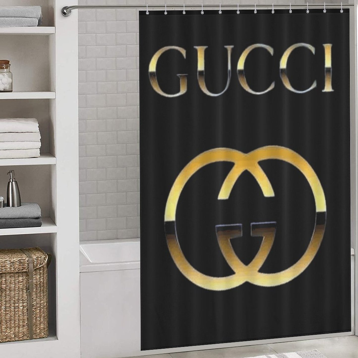 Luxury Logo Shower Curtain, Stylish Bath Decor, Modern Bathroom Accessory, Elegant Home Decor, Designer Style, Perfect Gift Idea