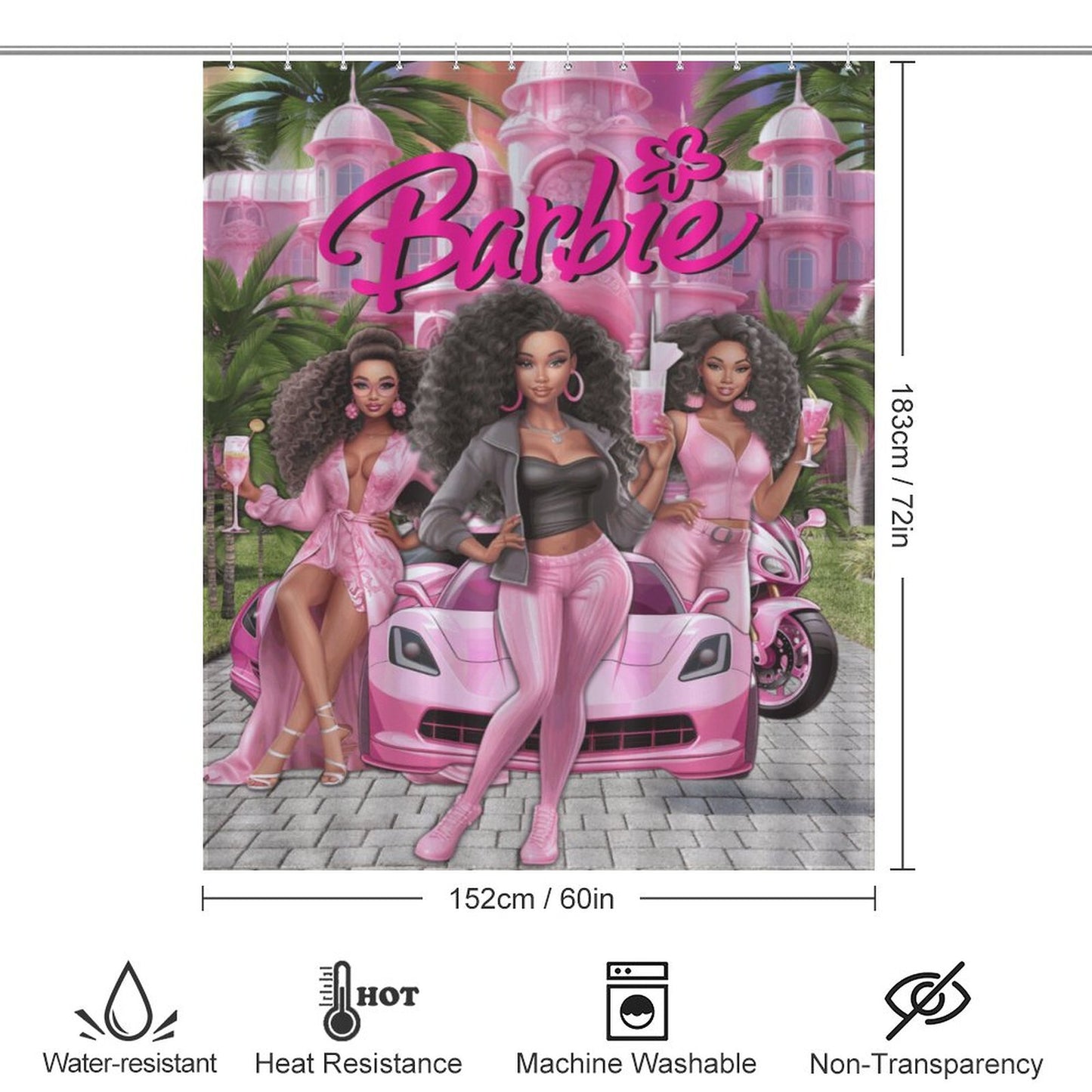 Melanin Barbie Shower Curtain – Black Girl Magic Bathroom Decor, Afrocentric Home Style, Melanin Queen Bathroom