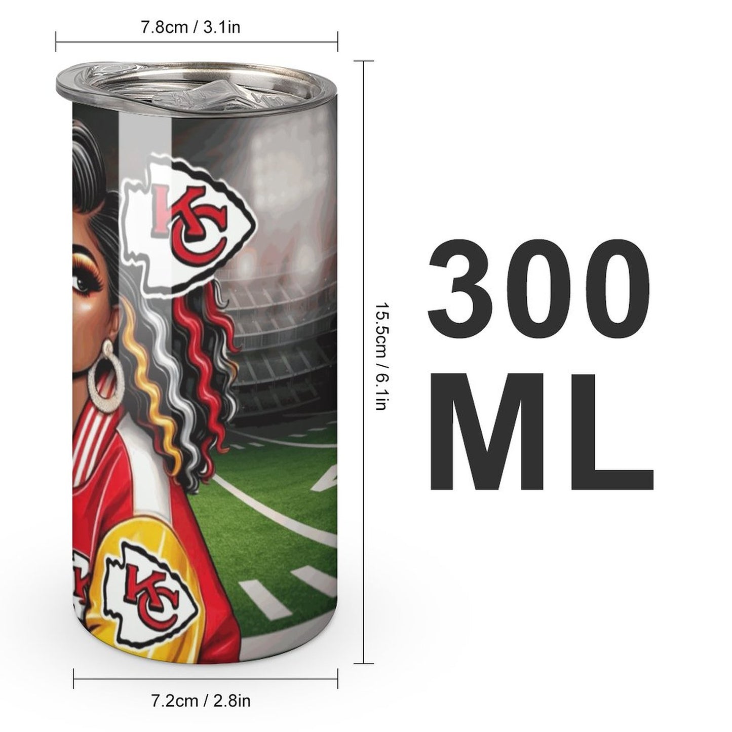 Melanin Queen Kansas City Chiefs Tumbler | 20oz Stainless Steel Football Fan Cup | Black Girl Magic Sports Gift | Game Day Drinkware